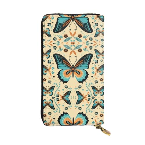 Mass Dance of Butterflies gemusterte lange Geldbörse aus Leder (19,1 x 10,4 cm) | extra großes Multifunktionsfach | tolles Geschenk von WZYCWB