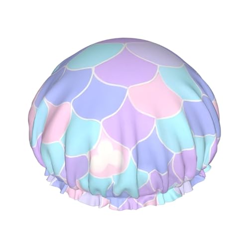 Meerjungfrau Tattoo Doppellagige Damen Duschhaube, wiederverwendbar, großes Design geeignet für alle Haarlängen, geeignet für Mädchen, Spa und Heimsalon. von WZYCWB