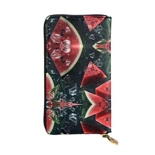 Melon in The Water gemusterte lange Geldbörse aus Leder (19,1 x 10,4 cm), extra großes Multifunktionsfach, tolles Geschenk von WZYCWB
