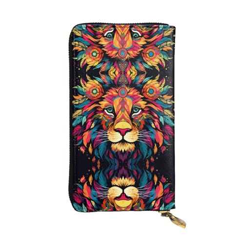 Mighty Lion gemusterte lange Geldbörse aus Leder (19,1 x 10,4 cm), extra großes Multifunktionsfach, tolles Geschenk von WZYCWB