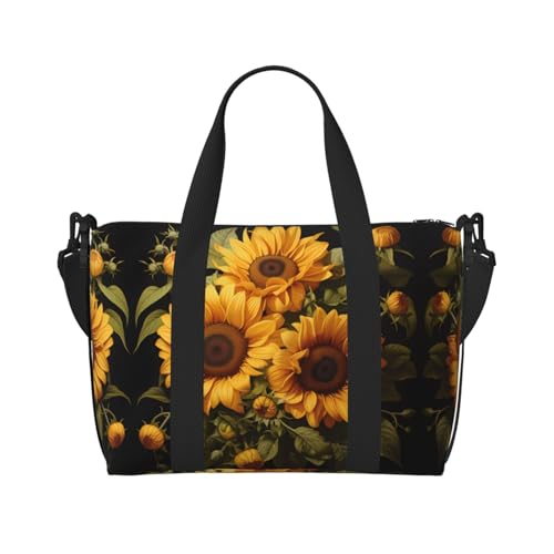 Mit der gelben Sonnenblume Damen Handtaschen Crossbody Reisetasche Casual Handtasche mit Reißverschluss Geeignet für Arbeit, Reisen, Fitness, Reisen von WZYCWB
