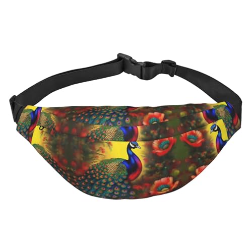 Modische Hüfttasche mit Pfauenblumen, geeignet für Sport, Laufen, Radfahren, Reisen, Angeln, Jungen, große Umhängetasche, Hüfttasche Modische Hüfttasche mit Pfauenblumen, geeignet für Sport, Laufen, Radfahren, Reisen, Angeln, Jungen, große Umhängetasche, Hüfttasche von WZYCWB