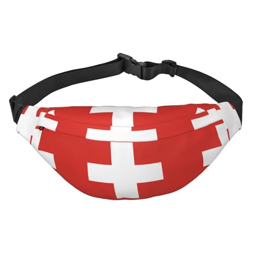 Modische Hüfttasche mit Schweizer Flagge, geeignet für Sport, Laufen, Radfahren, Reisen, Angeln, Jungen, große Crossbody-Hüfttasche von WZYCWB