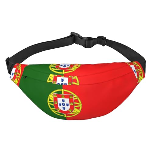 Modische Hüfttasche mit portugiesischer Flagge, geeignet für Sport, Laufen, Radfahren, Reisen, Angeln, Jungen, große Crossbody-Hüfttasche von WZYCWB