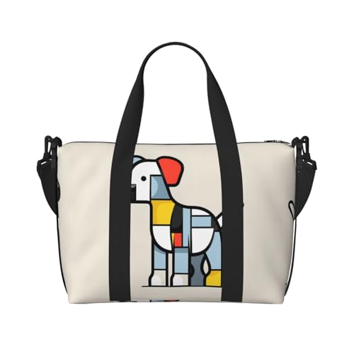 Mondrian Abstraktionismus Kleintier Damen Handtasche Crossbody Reisetasche Casual Handtasche mit Reißverschluss Geeignet für Arbeit Reisen Fitness Reisen Schwarz Einheitsgröße von WZYCWB