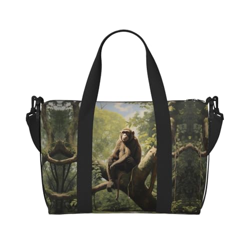 Monkey sitting on a tree Damen Handheld Crossbody Reisetasche Casual Handtasche mit Reißverschluss Geeignet für Arbeit, Reisen, Fitness, Reisen von WZYCWB