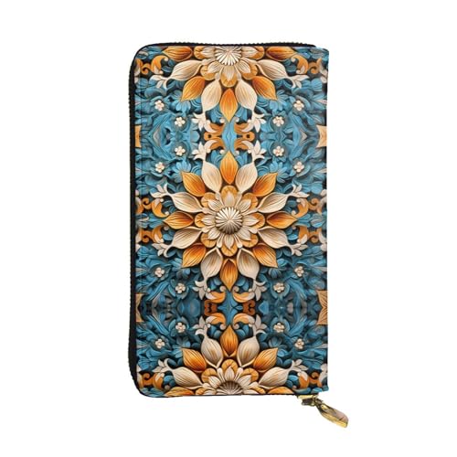 Mystique Kranz gemusterte lange Geldbörse aus Leder (19,1 x 10,4 cm), extra großes Multifunktionsfach, tolles Geschenk von WZYCWB