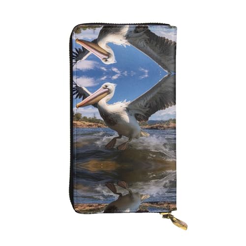 Naughty Pelican gemusterte lange Geldbörse aus Leder (19,1 x 10,4 cm), extra großes Multifunktionsfach, tolles Geschenk von WZYCWB