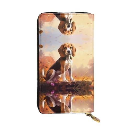 Nerdy Beagle gemusterte lange Geldbörse aus Leder (19,1 x 10,4 cm), extra großes Multifunktionsfach, tolles Geschenk von WZYCWB