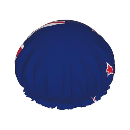 Neuseeland-Flagge, doppellagige Damen-Duschhaube, wiederverwendbar, großes Design, geeignet für alle Haarlängen, geeignet für Mädchen, Spa und Heimsalon. von WZYCWB