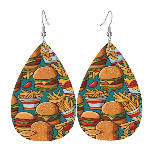 Niedliche Burger-Pommes-Leder-Ohrringe, europäischer und amerikanischer Stil, Ohrringe für junge Frauen, Geburtstagsgeschenke/Valentinstagsgeschenke Niedliche Burger-Pommes-Leder-Ohrringe, europäischer und amerikanischer Stil, Ohrringe für junge Frauen, Geburtstagsgeschenke/Valentinstagsgeschenke von WZYCWB