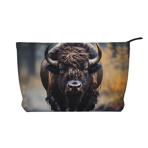 Nordamerikanische Bison Damen-Kosmetiktasche, tragbare Geldbörse mit Reißverschluss, geeignet für Reisen und die tägliche Aufbewahrung von Kosmetika, Schwarz, Einheitsgröße Nordamerikanische Bison Damen-Kosmetiktasche, tragbare Geldbörse mit Reißverschluss, geeignet für Reisen und die tägliche Aufbewahrung von Kosmetika, Schwarz, Einheitsgröße von WZYCWB