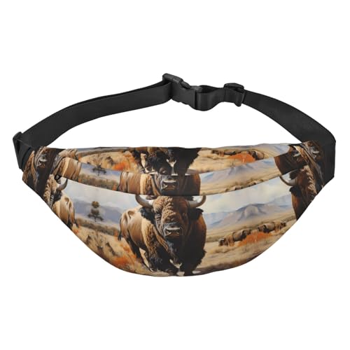 Nordamerikanische Bison-Herd-Reise-Hüfttasche, geeignet für Sport, Laufen, Radfahren, Reisen, Angeln, Jungen, große Crossbody-Hüfttasche Nordamerikanische Bison-Herd-Reise-Hüfttasche, geeignet für Sport, Laufen, Radfahren, Reisen, Angeln, Jungen, große Crossbody-Hüfttasche von WZYCWB