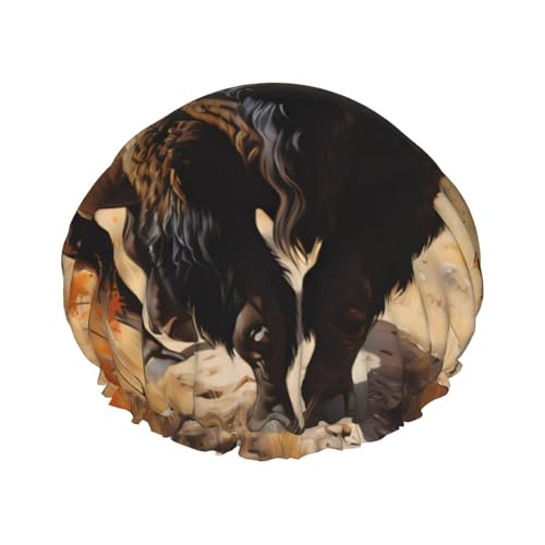 Nordamerikanische Bison-Herde, doppellagige Damen-Duschhaube, wiederverwendbar, großes Design, geeignet für alle Haarlängen, geeignet für Mädchen, Spa und Heimsalon. von WZYCWB
