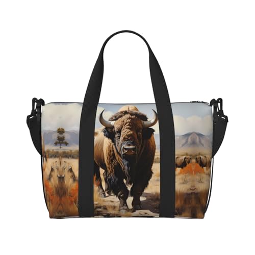 North American Bison Herd Damen Handheld-Crossbody-Tasche Reisetasche Casual Handtasche mit Reißverschluss Geeignet für Arbeit Reisen Fitness Reisen Schwarz Einheitsgröße North American Bison Herd Damen Handheld-Crossbody-Tasche Reisetasche Casual Handtasche mit Reißverschluss Geeignet für Arbeit Reisen Fitness Reisen Schwarz Einheitsgröße von WZYCWB