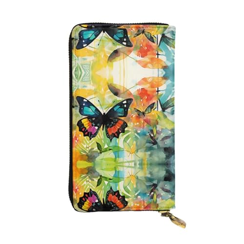 Oil on Canvas Geldbörse aus Leder mit Schmetterlingsmuster, 19,1 x 10,4 cm, extra großes Multifunktionsfach, tolles Geschenk von WZYCWB