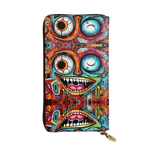 Ostentatious Scrawl gemusterte lange Geldbörse aus Leder (19,1 x 10,4 cm), extra großes Multifunktionsfach, tolles Geschenk von WZYCWB