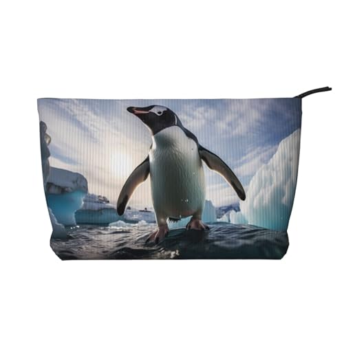 Penguins Damen-Kosmetiktasche aus Kord, tragbare Geldbörse mit Reißverschluss, geeignet für Reisen und die tägliche Aufbewahrung von Kosmetika von WZYCWB