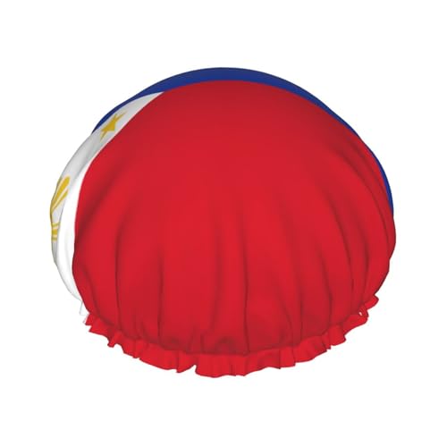 Philippinische Flagge, doppellagige Damen-Duschhaube, wiederverwendbar, großes Design, geeignet für alle Haarlängen, geeignet für Mädchen, Spa und Heimsalon. von WZYCWB