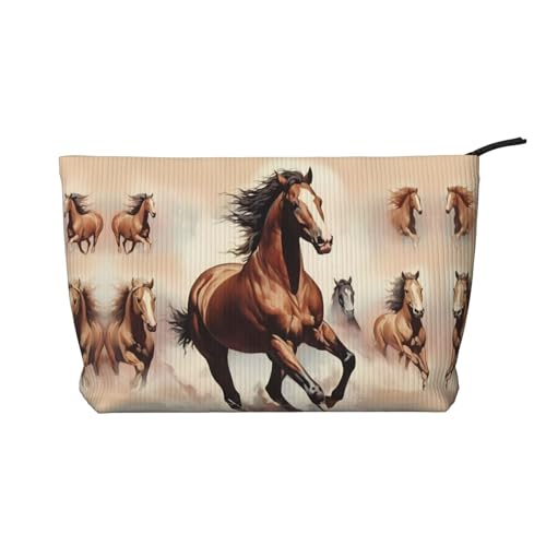 Prancing Brown Horse Damen-Kosmetiktasche aus Kord, tragbare Geldbörse mit Reißverschluss, geeignet für Reisen und die tägliche Aufbewahrung von Kosmetika Prancing Brown Horse Damen-Kosmetiktasche aus Kord, tragbare Geldbörse mit Reißverschluss, geeignet für Reisen und die tägliche Aufbewahrung von Kosmetika von WZYCWB