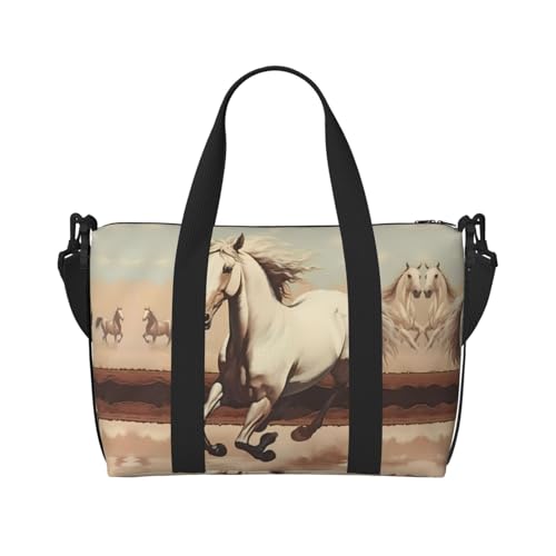 Prancing White Horse Damen Handheld-Crossbody-Tasche Reisetasche, lässige Handtasche mit Reißverschluss, geeignet für Arbeit, Reisen, Fitness, Reisen, Schwarz, Einheitsgröße Prancing White Horse Damen Handheld-Crossbody-Tasche Reisetasche, lässige Handtasche mit Reißverschluss, geeignet für Arbeit, Reisen, Fitness, Reisen, Schwarz, Einheitsgröße von WZYCWB
