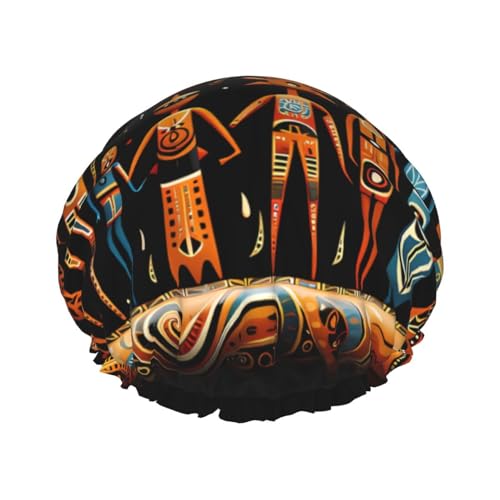 Primitive Totem Doppelschicht Damen Duschhaube, wiederverwendbar, großes Design, geeignet für alle Haarlängen, geeignet für Mädchen, Spa und Heimsalon. von WZYCWB