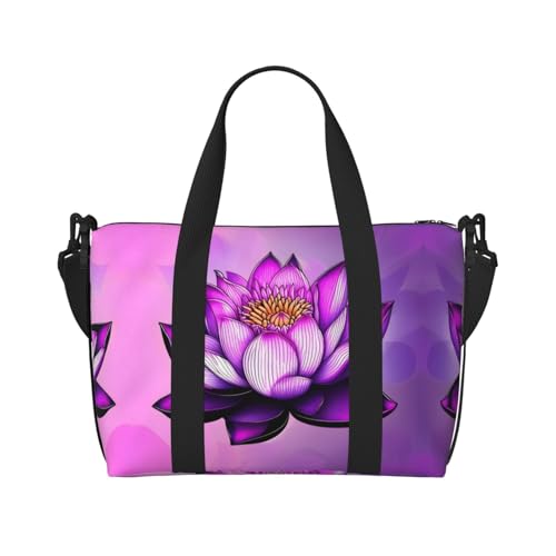 Purple Lotus Damen Handtasche Crossbody Reisetasche Casual Handtasche mit Reißverschluss Geeignet für Arbeit Reisen Fitness Reisen Schwarz Einheitsgröße von WZYCWB