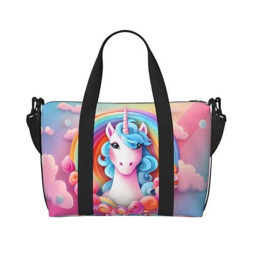 Rainbow Unicorn Damen Handtasche Crossbody Reisetasche Casual Handtasche mit Reißverschluss Geeignet für Arbeit Reisen Fitness Reisen Rainbow Unicorn Damen Handtasche Crossbody Reisetasche Casual Handtasche mit Reißverschluss Geeignet für Arbeit Reisen Fitness Reisen von WZYCWB