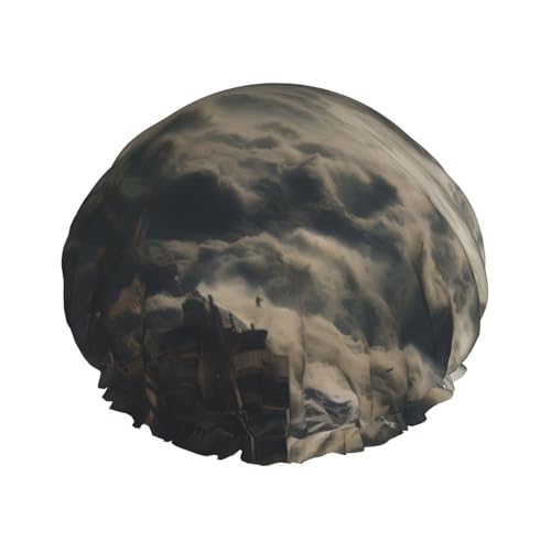 Riesige Wellen, doppellagige Damen-Duschhaube, wiederverwendbar, großes Design, geeignet für alle Haarlängen, geeignet für Mädchen, Spa und Heimsalon. von WZYCWB