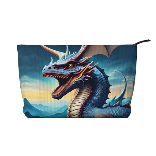 Roaring Dragon Damen-Kosmetiktasche aus Kord, tragbare Geldbörse mit Reißverschluss, geeignet für Reisen und die tägliche Aufbewahrung von Kosmetika, Schwarz, Einheitsgröße von WZYCWB