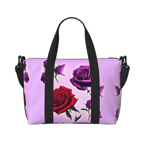 Rote und violette Rosen Damen Handtasche Crossbody Reisetasche Casual Handtasche mit Reißverschluss Geeignet für Arbeit, Reisen, Fitness, Reisen Rote und violette Rosen Damen Handtasche Crossbody Reisetasche Casual Handtasche mit Reißverschluss Geeignet für Arbeit, Reisen, Fitness, Reisen von WZYCWB