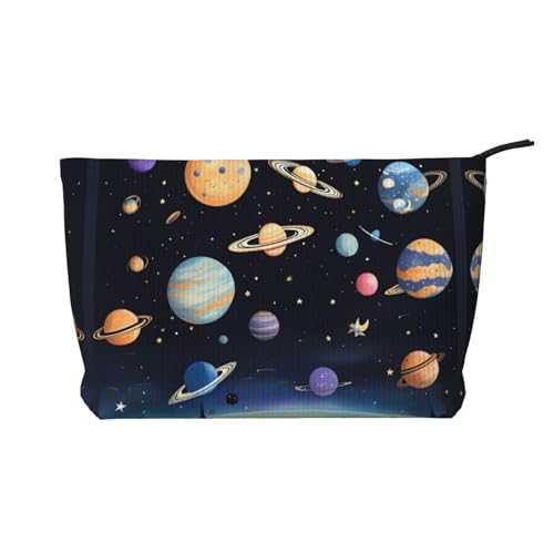 Saturn Jupiter Earth Damen-Kosmetiktasche, tragbare Geldbörse mit Reißverschluss, geeignet für Reisen und die tägliche Aufbewahrung von Kosmetika, Schwarz, Einheitsgröße Saturn Jupiter Earth Damen-Kosmetiktasche, tragbare Geldbörse mit Reißverschluss, geeignet für Reisen und die tägliche Aufbewahrung von Kosmetika, Schwarz, Einheitsgröße von WZYCWB