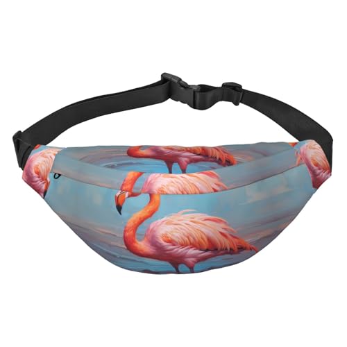 Schöne Flamingo-Reise-Hüfttasche, geeignet für Sport, Laufen, Radfahren, Reisen, Angeln, Jungen, große Umhängetasche von WZYCWB