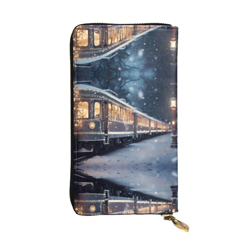 Schöne Geldbörse aus Leder mit Zugmuster (19,1 x 10,4 cm), extra großes Multifunktionsfach, tolles Geschenk von WZYCWB