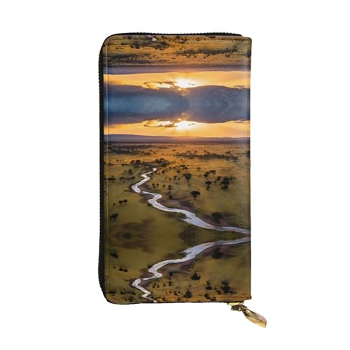 Schöne Sonnenuntergänge gemusterte lange Geldbörse aus Leder (19,1 x 10,4 cm) | extra großes Multifunktionsfach | tolles Geschenk von WZYCWB