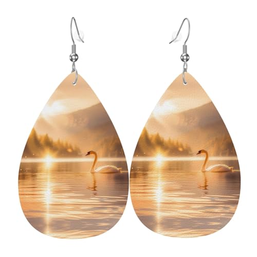 Schwan im See Lederohrringe, europäischer und amerikanischer Stil Ohrringe für junge Frauen, Geburtstagsgeschenke/Valentinstagsgeschenke Schwan im See Lederohrringe, europäischer und amerikanischer Stil Ohrringe für junge Frauen, Geburtstagsgeschenke/Valentinstagsgeschenke von WZYCWB