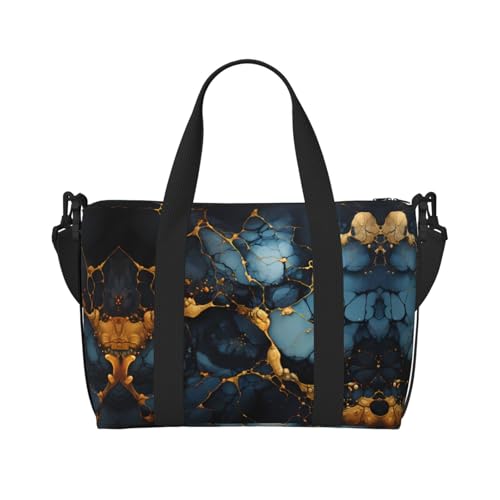 Schwarz Gold marmoriert Damen Handtasche Crossbody Reisetasche Casual Handtasche mit Reißverschluss Geeignet für Arbeit Reisen Fitness Reisen von WZYCWB
