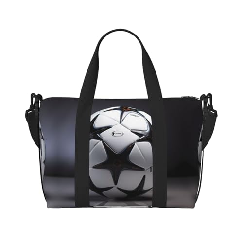Schwarze und weiße Fußball-Damen-Umhängetasche, Umhängetasche, lässige Handtasche mit Reißverschluss, geeignet für Arbeit, Reisen, Fitness, Reisen von WZYCWB