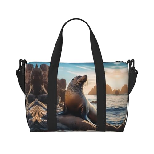 Sea Lion on the rocks Damen Handtaschen Crossbody Reisetasche Casual Handtasche mit Reißverschluss Geeignet für Arbeit, Reisen, Fitness, Reisen von WZYCWB