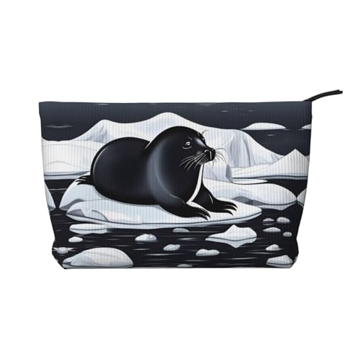 Seals on Ice Damen Cord-Kosmetiktasche, tragbare Reißverschluss-Handtasche, geeignet für Reisen und die tägliche Aufbewahrung von Kosmetika von WZYCWB