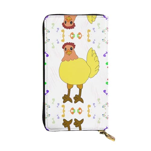 Singing Hen gemusterte lange Geldbörse aus Leder (19,1 x 10,4 cm), extra großes Multifunktionsfach, tolles Geschenk von WZYCWB