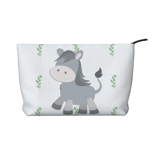 Smiling Donkey Damen Cord-Kosmetiktasche, tragbare Reißverschluss-Handtasche, geeignet für Reisen und die tägliche Aufbewahrung von Kosmetika von WZYCWB