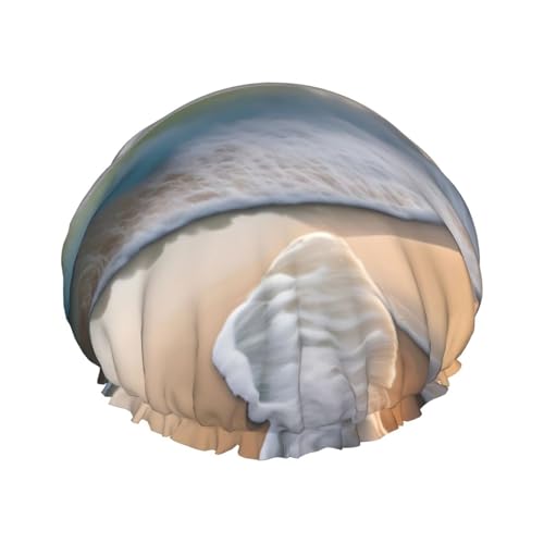 Sonnenuntergang über den Wellen, doppellagige Damen-Duschhaube, wiederverwendbar, großes Design, geeignet für alle Haarlängen, geeignet für Mädchen, Spa und Heimsalon. von WZYCWB