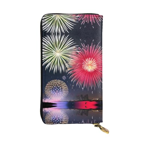 Splendid Feuerwerk gemusterte Geldbörse aus Leder, lang, 19,1 x 10,4 cm, extra großes Multifunktionsfach, tolles Geschenk von WZYCWB