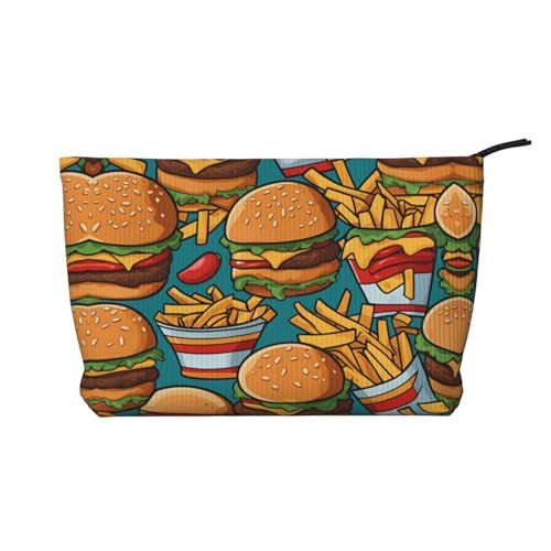 Süße Burger-Pommes-Damen-Kosmetiktasche, tragbare Geldbörse mit Reißverschluss, geeignet für Reisen und die tägliche Aufbewahrung von Kosmetika Süße Burger-Pommes-Damen-Kosmetiktasche, tragbare Geldbörse mit Reißverschluss, geeignet für Reisen und die tägliche Aufbewahrung von Kosmetika von WZYCWB