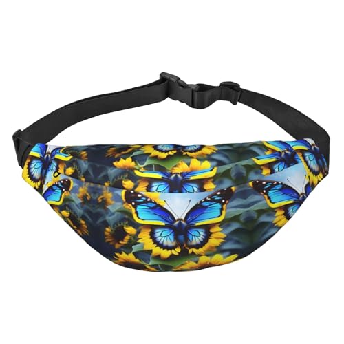 Sunflower Blue Butterfly Travel Fashion Hüfttasche, geeignet für Sport, Laufen, Radfahren, Reisen, Angeln, Jungen, große Crossbody-Hüfttasche Sunflower Blue Butterfly Travel Fashion Hüfttasche, geeignet für Sport, Laufen, Radfahren, Reisen, Angeln, Jungen, große Crossbody-Hüfttasche von WZYCWB