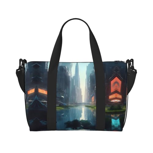 The City on the Water Damen Handtasche Crossbody Reisetasche Casual Handtasche mit Reißverschluss Geeignet für Arbeit Reisen Fitness Reisen Schwarz Einheitsgröße The City on the Water Damen Handtasche Crossbody Reisetasche Casual Handtasche mit Reißverschluss Geeignet für Arbeit Reisen Fitness Reisen Schwarz Einheitsgröße von WZYCWB