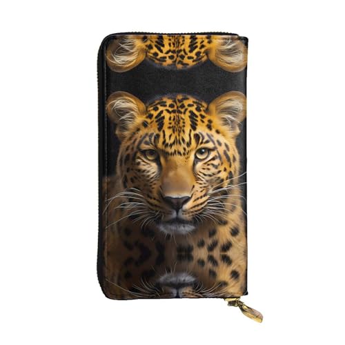 The Deep Eyed Leopard Patterned Leather Long Wallet (19,1 x 10,4 cm) | Extra großes Multifunktionsfach | Tolles Geschenk von WZYCWB