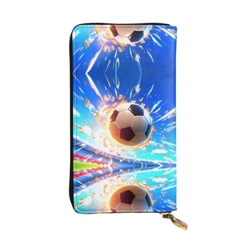 The Flying Soccer Ball gemusterte lange Geldbörse aus Leder (19,1 x 10,4 cm), extra großes Multifunktionsfach, tolles Geschenk von WZYCWB