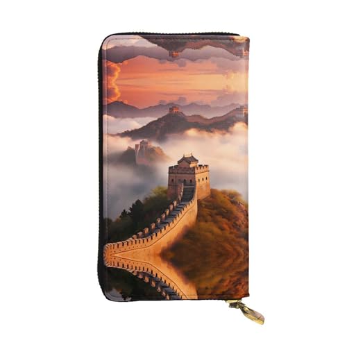 The Great Wall gemusterte lange Geldbörse aus Leder (19,1 x 10,4 cm), extra großes Multifunktionsfach, tolles Geschenk von WZYCWB